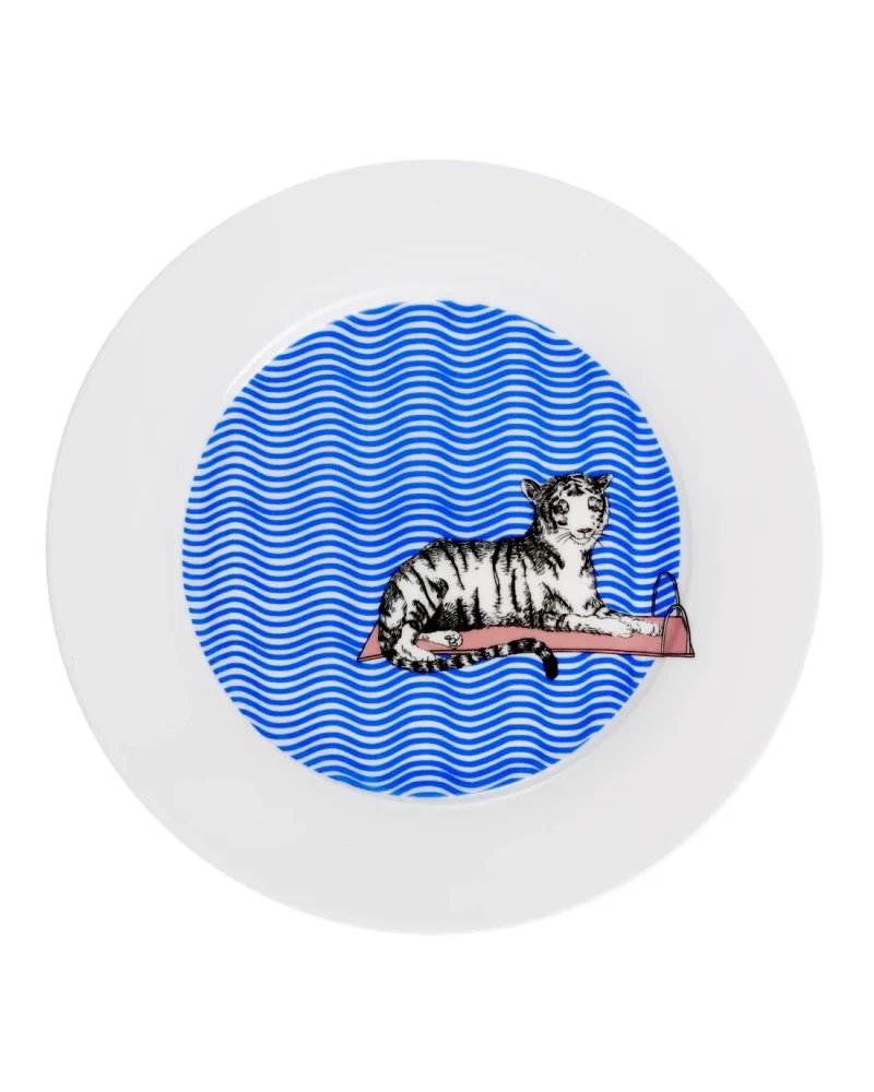 Tiger Swims Dinner Plate