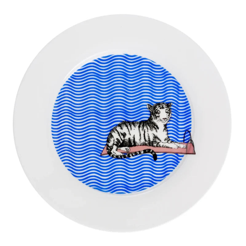 Tiger Swims Dinner Plate