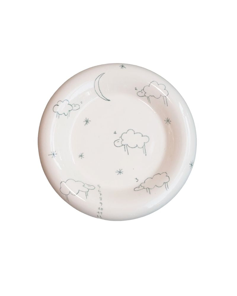 Cloud Pillow Plates Tattoed: sheep Green