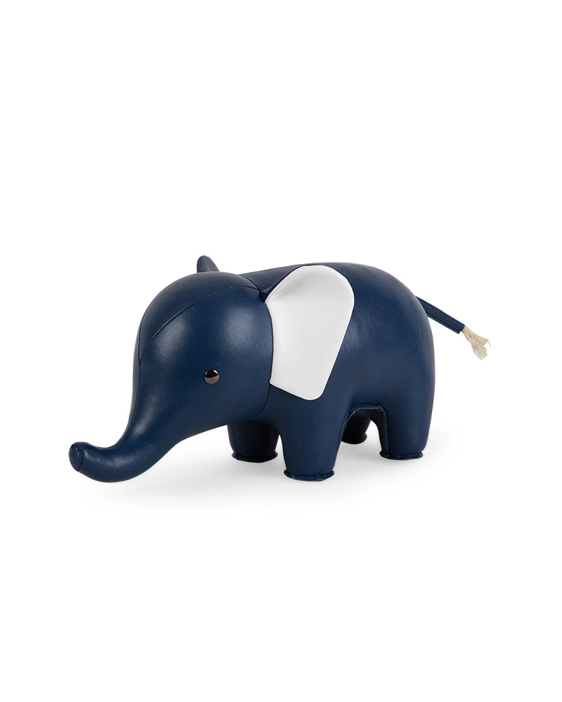 Zuny Bookend - Elephant midnight blue & white