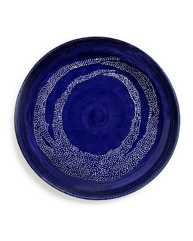 Serving Plate Feast Lapis Lazuli Swirl - White Dots