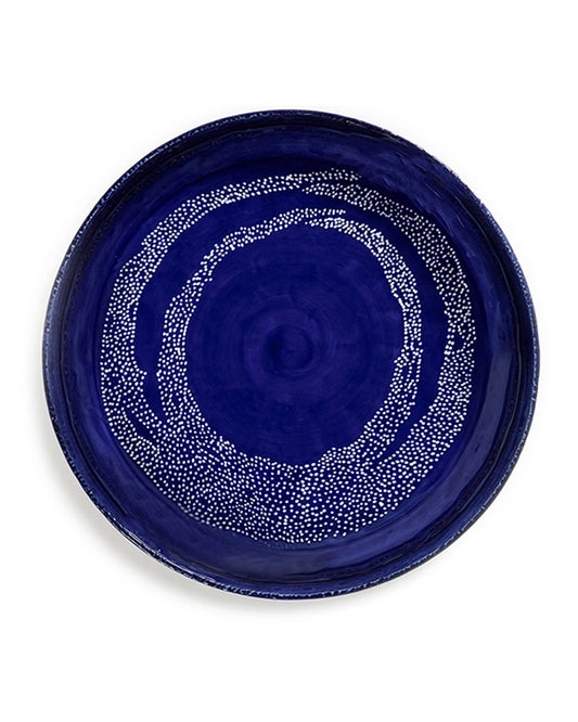 Serving Plate Feast Lapis Lazuli Swirl - White Dots