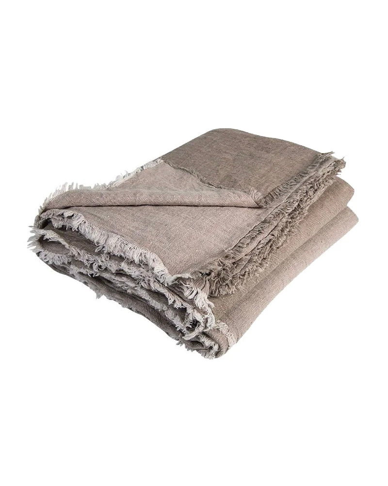 Throw Vice Versa Fringed: Taupe / Givre 140x250