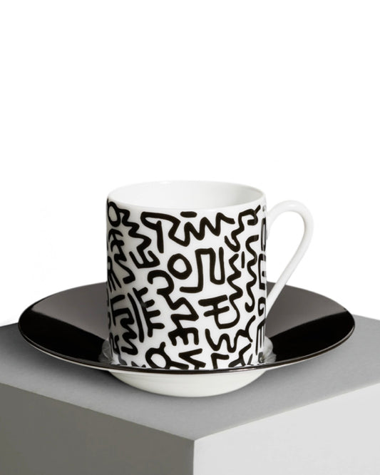 Espresso Set Black & White 2 Cups & 2 Plates in a Gift box